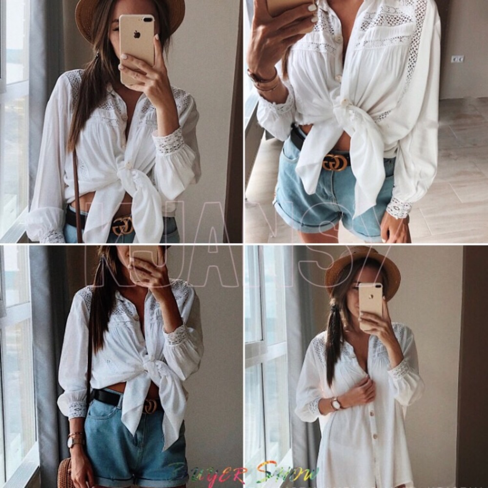 Bohemian Button Down Blouse - Picture 3 of 7